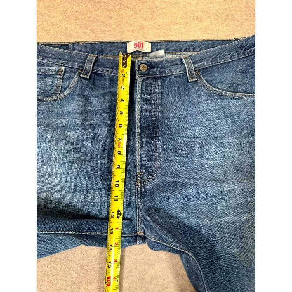 Levis‎ 501 Straight Leg Jeans Mens 40x30 Blue Whiskering Denim Cotton Button Fly